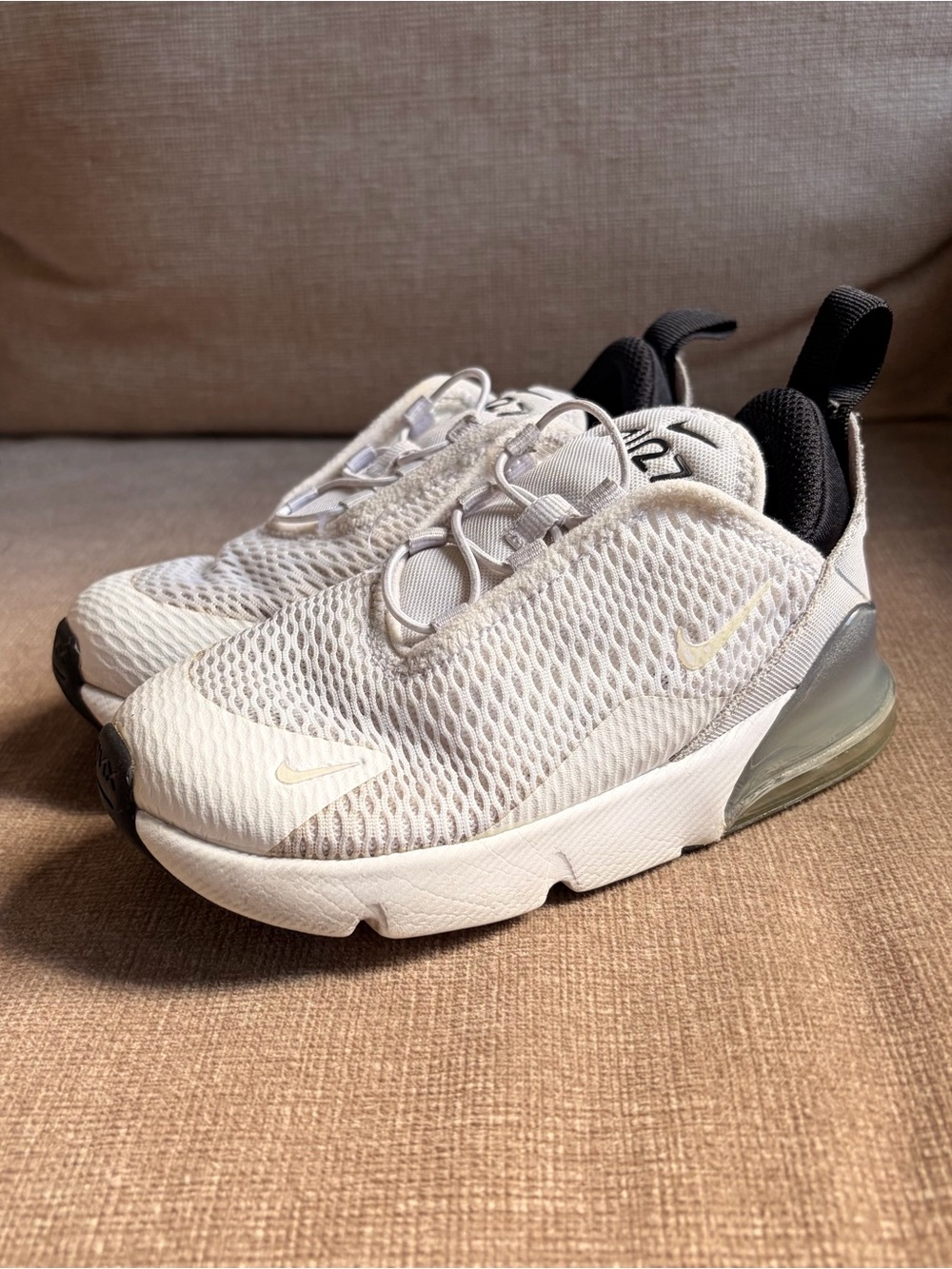 Nike Kids' Air Max 270 React White and Black Sneakers